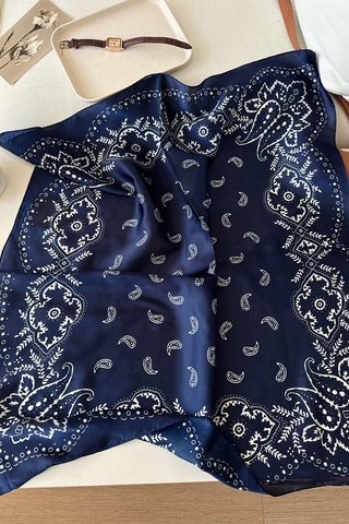Paisley Print Satin Square Scarf