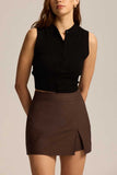 High-Waist Front Slit Mini Skirt