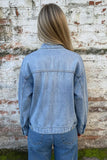 Stand-Collar Button-Front Denim Jacket