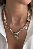 Printed Scarf Necklace with Charms