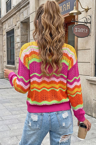 Colorblock Chevron Knit Cardigan