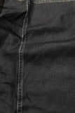 Sheer Sleeve Button-Front Denim Shirt