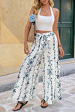 High-Waist Floral Wide-Leg Pants