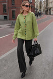 Colorful Button Crew Neck Knit Cardigan