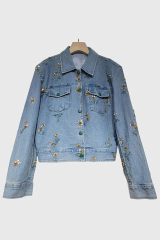 Floral Motif Denim Jacket