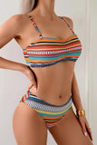 Vibrant Striped Bikini Set with Cover-Up