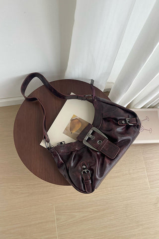 Buckle Front Slouchy Shoulder Bag