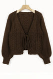Cable Knit V-Neck Tie Front Cardigan