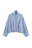 Plaid Mock Neck Long Sleeve Jacket