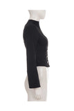 Double-Breasted Bell Sleeve Crop Blouse