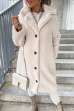Faux Fur Collar Button-Front Long Coat