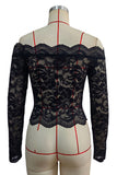 Floral Lace Off-Shoulder Long Sleeve Blouse