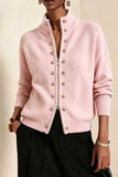 Mock Neck Zip Front Military Cardigan