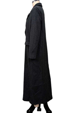 Striped Notched Collar Longline Blazer
