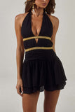 Halter Neck Flared Mini Dress