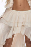 Tiered Ruffle High-Low Midi Skirt