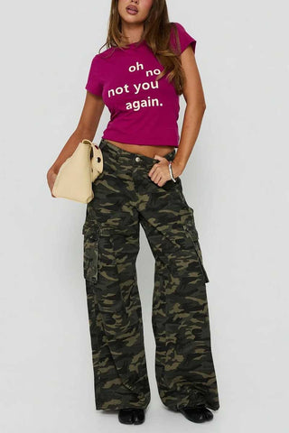High-Waist Wide-Leg Cargo Casual Pants