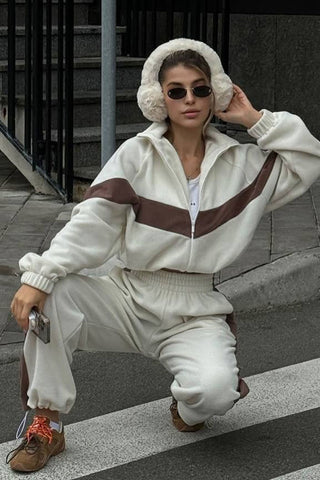Colorblock Zip-Up Hoodie and Pants Activewear Set