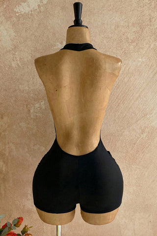Halter Neck Romper with Drape Front