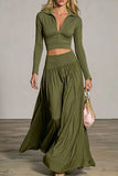 Zip-Front Crop Top and Maxi Skirt Set