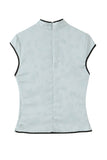 Mandarin Collar Sleeveless Polo Top