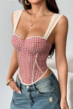Gingham Off-Shoulder Corset Top