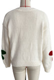 Floral Applique V-Neck Button-Front Cardigan