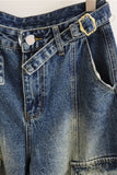 Distressed Cargo Pocket Baggy Jeans