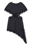 Asymmetrical Lace-Trim Casual Dress