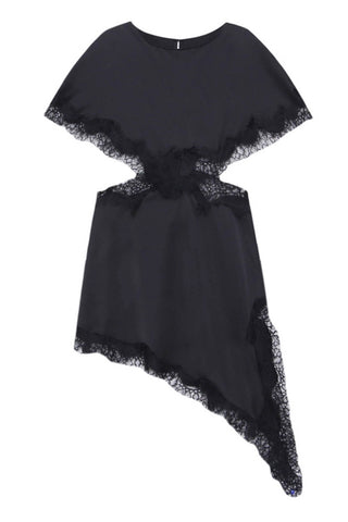 Asymmetrical Lace-Trim Casual Dress