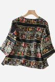 Button-Front Floral Blouse