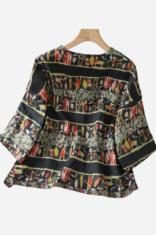 Button-Front Floral Blouse