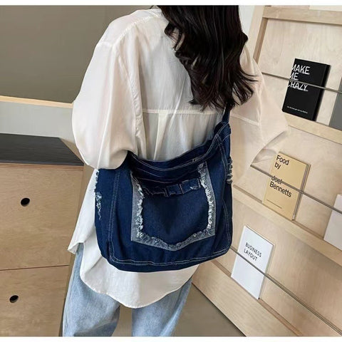 Distressed Patch Shoulder Bag