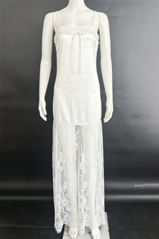 Sleeveless Lace Overlay Dress