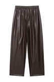 Elastic Waist Faux Leather Casual Pants