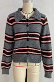 Striped Button-Front Knit Cardigan