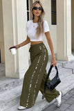 Drawstring Side-Stripe Wide-Leg Pants