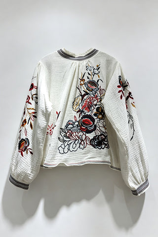Floral Detail Puff Sleeve Blouse