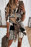 Patchwork Print V-Neck Mini Dress