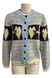 Striped Heart Intarsia Button-Front Cardigan