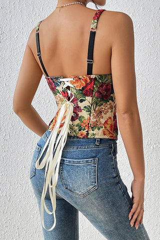 Floral Sweetheartare Neck  Tank