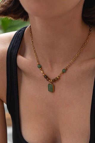 Natural Stone Pendant Chain Necklace
