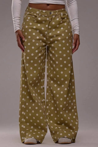 Polka-Dot Wide Leg Jeans