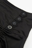 Ruched High-Waist Lace Trim Midi Skirt