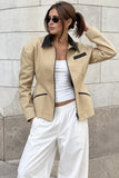 Contrast Collar Zip-Front Structured Jacket