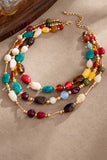Multi-Strand Polished Stone Bead Necklace