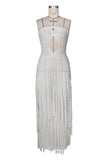 Crochet Fringe Backless Maxi Dress