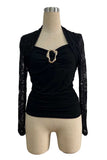 Lace Sleeve Ruched Sweetheart Top