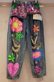 Embellished Distressed Denim Pants