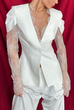 Lace-Trimmed Blazer with Statement Sleeves